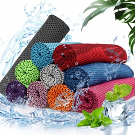 Gxhong Ice Towel Cooling Towel Set Cooling Towel Cooling Fitness Towel Cooling Fitness Towel Microfibre Cooling Towels for Gym Yoga Camping Travel Golf Football & Outdoor Sports Pack of 10
