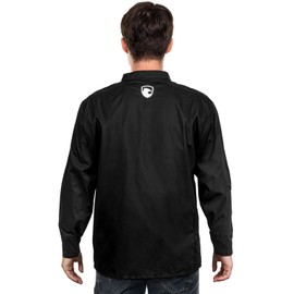 QeeLink Welding Jacket - Premium Flame Resistant (FR) Cotton Welding Clothes - Light Weight Welder Jacket for Men & Women (X-Large, Black)