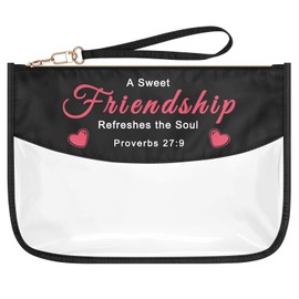 Christian Gifts for Women Best Friend Friendship Gift Makeup Bag Religious Gifts for Sister Bestie Friends Inspirational Gift Clear Cosmetic Bag Birthday Graduation Gift Long Distance Friendship Gift