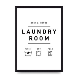 Lithobee - Laundry Room - Printed Wall Art Design in Sizes A2, A3 & A4 Framed in a Stylish Quality Coloured Frame or Unframed (A4 Black Brushed Frame)