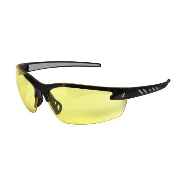Edge DZ112-G2 Zorge G2 Wrap-Around Safety Glasses, Anti-Scratch, Non-Slip, UV 400, Military Grade, ANSI/ISEA & MCEPS Compliant, 5.04" Wide, Black Frame / Yellow Lens