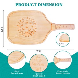 Pickleball Charcuterie Cutting Boards and Platter - The Perfect Pickleball Gift for Men and Women, 17" x 8.5" x 0.75" Pickleball Platter, Handcrafted Birch Wood with Paddle Shape and Built-in Handle