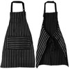 TRIXES Kitchen Chef Cooking Apron Black & White Stripe