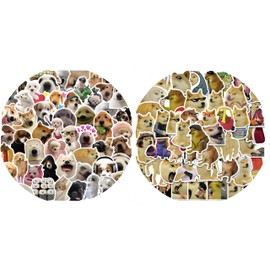 100 Pcs Funny Dog Meme Stickers, Cute Dog Stickers, Cool Pet Waterproof Vinyl Stickers for Water Bottle Laptop Luggage Skateboard, Party Supplies (DogA+B)
