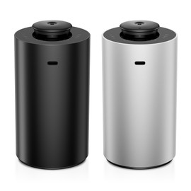 Waterless Essential Oil Diffuser for Home Aromatherapy Scent Diffusers with 3 Countdown Timer Settings or Timer-Off, 3 Mist Levels for Car Room Studio Office, Premium Metal Black and Silver 2 Pack