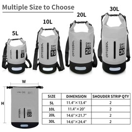 Waterproof Dry Bag, 5L/10L/20L/30L Waterproof Backpack Dry Sack Rucksack, Swim Bag with Adjustable Shoulder Straps, for Beach Swimming Kayaking Hiking Boating Canoeing Surfing Fishing