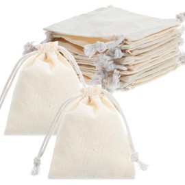 Tyqour 10pcs Small Cloth Drawstring Bag Pouch, 12x10cm Inch Small Jewelry Gift Drawstring Bag, Muslin Bags, Reusable Mini Cotton Canvas Bags for Party Favors Wedding Wrapping