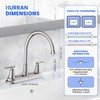 HURRAN 2 Handle Kitchen Sink Faucet, 8 Inch High Arc