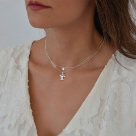 Cow Necklace Layered Necklace for Women Cow Lovers Sterling Silver Cow Layered Jewellery Cow Birthstone Gifts for Birthday Christmas