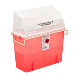 Sharps-A-Gator™ Safety in Room Sharps Container, Counterbalance Lid, Transparent Red, 2 Gallon, Case of 12