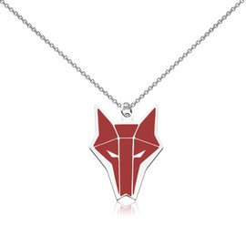 WUSUANED Red Fox Head Necklace Geometric Fox Jewelry Fox Lover Gift Animal Lover Gift For Fans