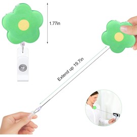Yeanifeana Retractable Badge Reel Holders, Flower Design, 7 Pieces- Ideal for Nurses, Doctors, Volunteers, and Women - Includes Clip and Card Holders for ID Badges