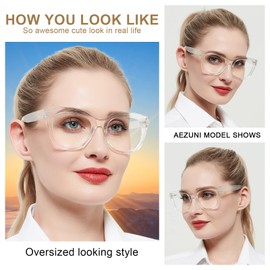 AEZUNI Oversized Reading Glasses Women Large Readers 0 1.0 1.25 1.5 1.75 2.0 2.25 2.5 2.75 3.0 3.5 4.0 5.0 6.0(Transparent,400)