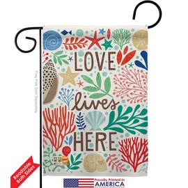 Breeze Decor G157064 Love Lives Here Coastal Nautical Impressions Decorative Vertical Garden Flag 13" x 18.5" Printed In USA Multi-Color