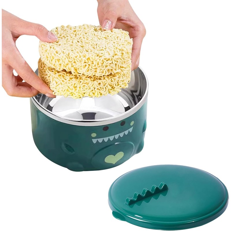 ZPSHYD Cartoon Dinosaur Noodle Bowl - Stainless Steel Inner Bowl
