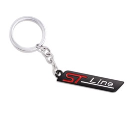 ST Line Emblem Badge Car Hood Truck Door Sticker Decals for Ford Kuga 2018 Focus Mk3 Fiesta 2019 Ecosport 2009-2015 Mondeo, Key Chian - Black, 4.4'' x 0.45''