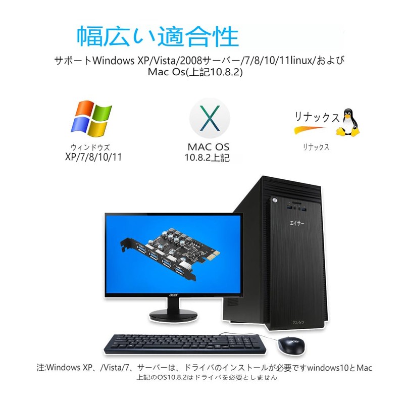 Farboko 4 Port PCI-E USB 3.0 Expansion Card (4 USB