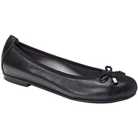 Vionic Women's Spark Minna Ballet Flat - Ladies Cap Toe Walking Flats with Concealed Orthotic Arch Support Black 6.5 Narrow US