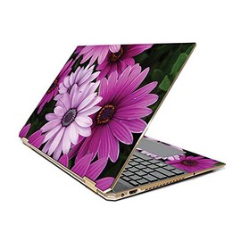 MightySkins Skin Compatible with HP Spectre x360 15.6" Gem-Cut (2019) - Purple Flowers | Protective, Durable, and Unique Vinyl Decal wrap Cover | Easy to Apply| Made in The USA