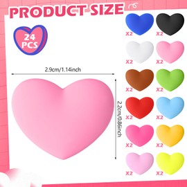 HappyAlley 24 Pcs Colorful Tennis Vibration Dampener Heart Shaped Silicone Racket Shock String Absorbers Tool for Women Men Gift Tennis Supplies, 12 Colors