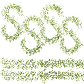 5.58Ft Artificial Baby's Breath Garland - Soft Plastic Hanging Gypsophila Floral Vines for Wedding, Home, Party Table Runner & Wall Backdrop Decor (White - Pack of 4)