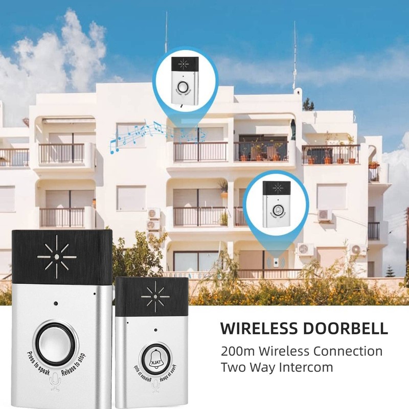 Garsent Wireless Intercom Doorbell, Wireless Doorbell with 200 m Range,