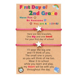 UPROMI Back to School Gifts, First Day of 2nd Second Grade Bracelet Mom and Daughter Back to School Bracelet Mommy and Me Matching Star Mother Daughter Bracelets for Daughter Girls