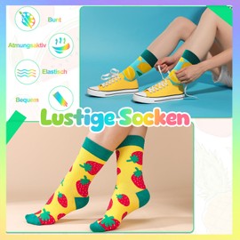 Guiqulai 8 Pairs Colorful Womens Funny Novelty Socks Cute Crew Socks Fun Fruit Pattern Gifts for Women Girls