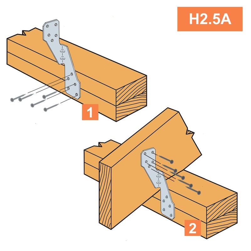 (50 PCS) Hurricane Straps Brackets H2.5A 18-Gauge Galvanized Hurricane Tie