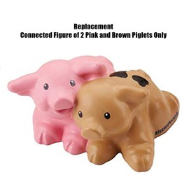 Replacement Part for Fisher-Price Little People Farm Animals Playset - DFN55 - Replacement 1 Connected Figure of 2 Pink and Brown Piglets