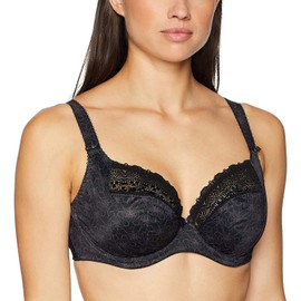 Elomi Women's Plus-size Kim Stretch Lace Underwire Plunge Bra Bra, -black, 36FF