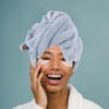Toalla de Microfibra para Secar el Cabello, Toalla Cabeza Azul,