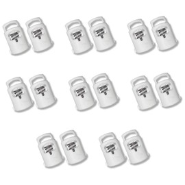 IBUNGEE LACES (Lace Locks Cord Locks Toggle Stop (White, 8 Pairs, 16 Pcs)