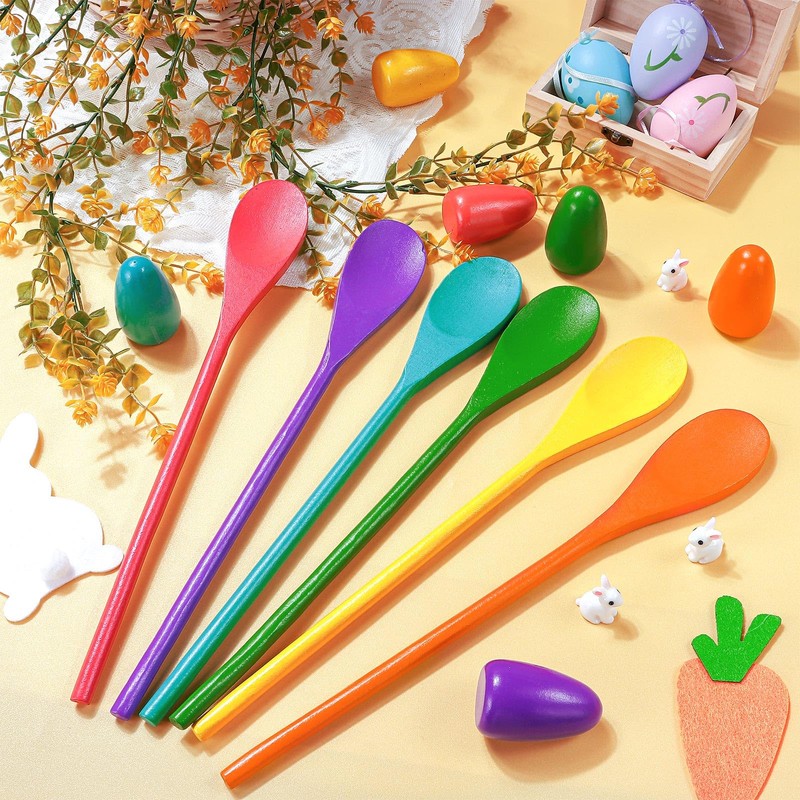 12 Pcs Easter Egg and Spoon Race Game Set, 6