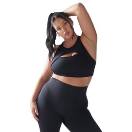 Savage X Fenty Womens Hotline Medium-Impact Sports Bra, Black Caviar, X-Small