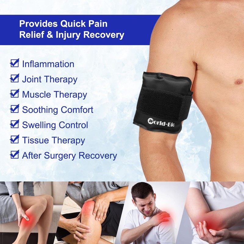 Gel Ice Pack Wrap with Velcro Strap, Ice Pack for