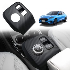 AOSKonology for Mach E Center Console Gear Shifter Panel Cover Trim Accessories,Gear Panel Decorative Cover ABS Material Compatible with 2021-2024 Mustang Mach E Accessories (Matte Carbon Fiber)