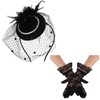 Fascinators Hats 20s 50s Hat Pillbox Hat and Lace Gloves