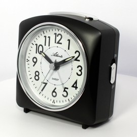 Alarm clock without ticking, quiet with light, snooze crescendo quartz, analogue, 2128/7 (black)