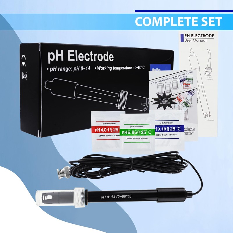 pH Electrode with Replaceable Probe - 300 cm Cable, 0-14