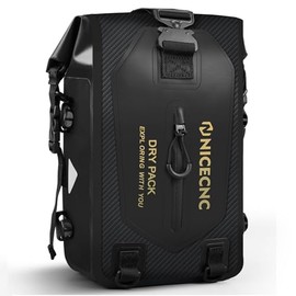 NICECNC Waterproof Motorcycle Crash Bar Bag 7L, Universal Motorcycle Tail Bag with Shoulder Strap, Four DIY Installation Positions, Black