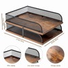 Set of 2 Vintage Wood & Metal Letter Tray，Desk Organizers