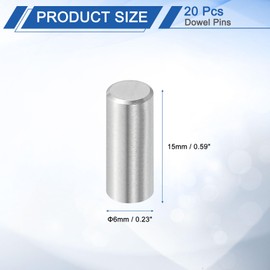 sourcing map 20 Pcs 6 mm x 15 mm Dowel Pins, 316L Stainless Steel Cylindrical Dowel Pins Shelf Support Peg Pin Rod Fasten Elements Metal Shelf Pegs Silver Tone