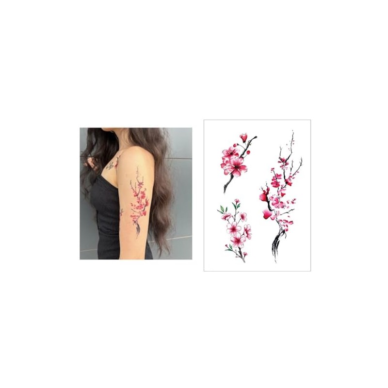 HB744X Cp03 Temporary Japanese Cherry Blossom Tattoo Butterfly Tattoo Fake