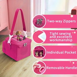 Beautyflier Carrying Case Compatible with Toniebox Starter Set and Tonies Figurines, Storage Bag Organizer for Toniebox 2 & Accessories, Tote Bag for Toniebox 1 Disney Tonies Figures (Hot Pink)