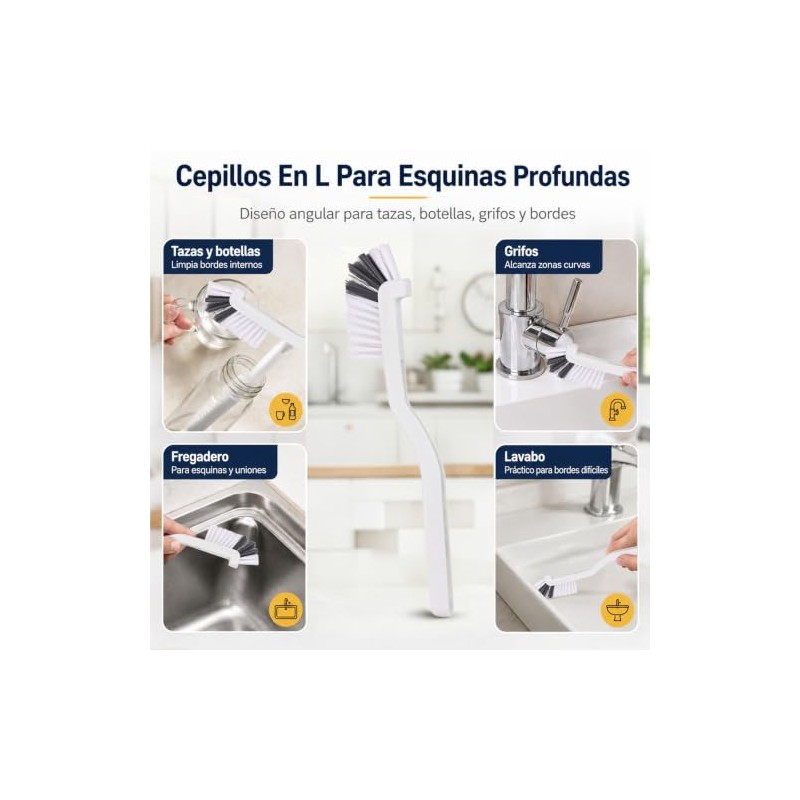 Juego de 14 Cepillos de Limpieza para Baño y Cocina,