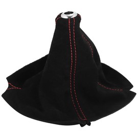X AUTOHAUX Car Shift Boot Cover Gear Shift Knob Cover Suede Black with Red Line