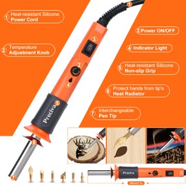Wood Burning Kit, Preciva Wood Pyrography Pen, Multifunctional Wood Encarving Kit with Soldering Iron, Carving Burning Tools On Wood/Leather, Wood Burner Pen Tool with 6 Tips