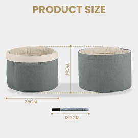 Shiawase Bread Basket with Drawstring, Bread Bag, Linen, Comes with a Marker Pen, DIY is Possible, Grey Bread Bag, for Delivery and Storage of Bread, Baked Goods, Fruit