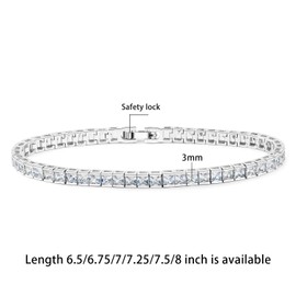 MOFEIJEW 18K Gold Plated CZ Tennis Bracelet For Women and Men Classic Princess-cut Simulated Diamond Bracelet Size 6.5-8 Inch (7.5 inch)